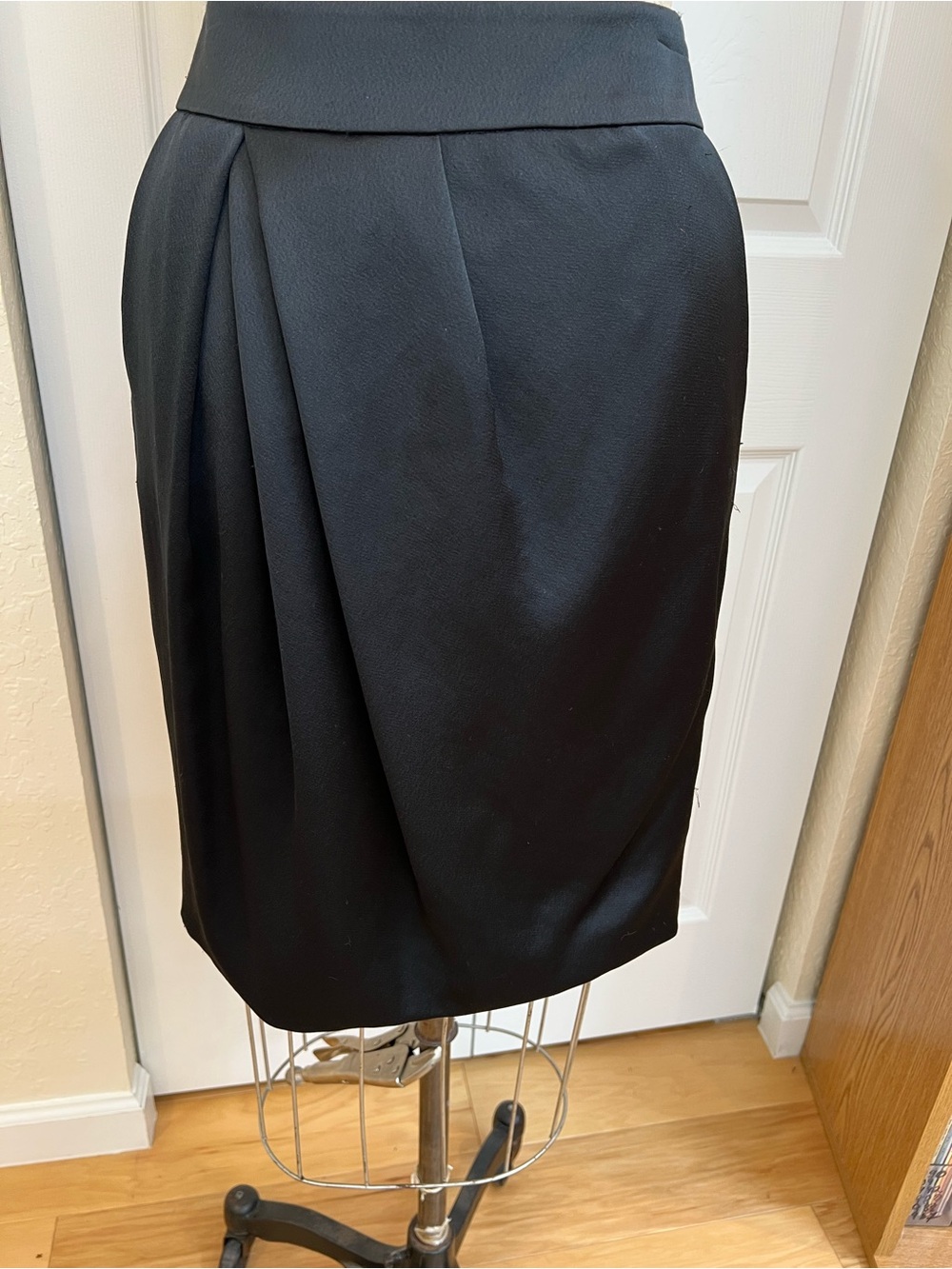 Gerard Darel Black Draped Midi Skirt
